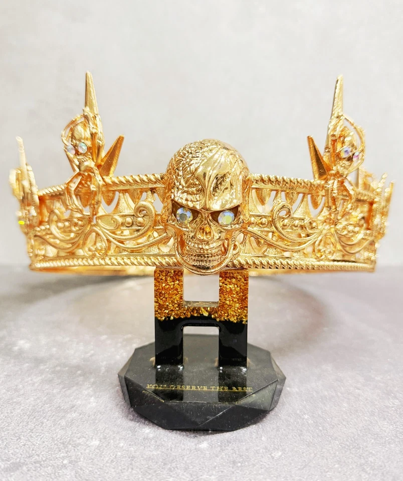 Gold Skull Crown, King Skull Headpiece, Cosplay Costume, Crown of the Damned - Image 1 of 4