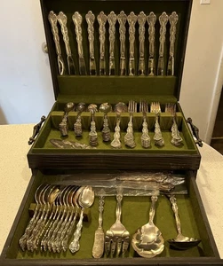 VTG International Silverplate Floral Set For 16 Persons In Box - Original 102pc - Picture 1 of 8