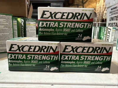 Excedrin (3 Boxes) Extra Strength Caplets for Headache Pain Relief 24Ct Exp 2/27 - Image 1 of 4