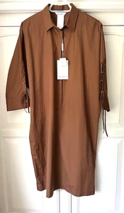 MAX MARA NEW TOBACCO DRESS - Cotton Fabric & Size 14 - Very Expensive & Stylish - Picture 1 of 7