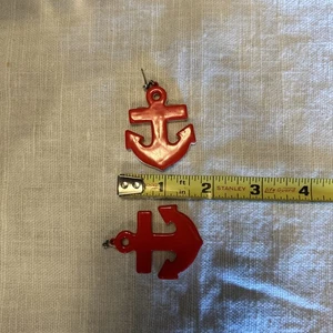 Vintage Lightweight Red Plastic Anchor Pierced Earrings - Picture 1 of 5