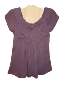 Blusa Babydoll XOXO Gasa Hombro Descubierto Manga Gorra S Juniors Púrpura Lunares - Imagen 1 de 7