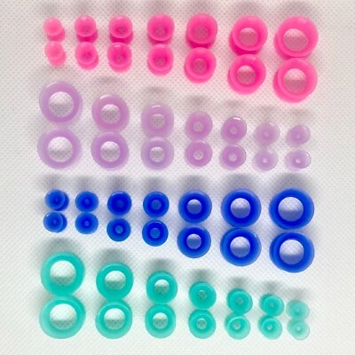 Túneles de doble llamarada de silicona azul 8 g - 1/2" Foto 1 de 2