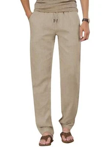 Mens Drawstring Pants Elastic Waist Casual Jogger Yoga Pants NEW - Picture 1 of 14