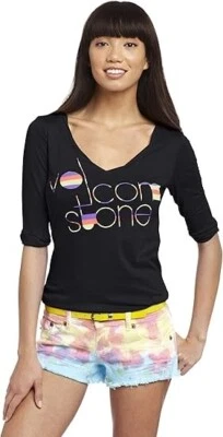 VOLCOM Junior's Stone Lines 1/2 sleeve Tee- BLK  Size Large  - NWT  LAST ONE - Image 1 of 2