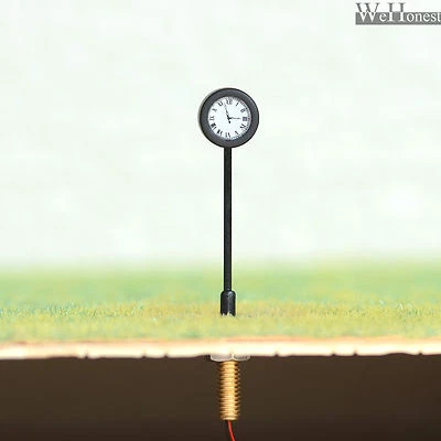 2 x HO 比例古董站台时钟 LED 路灯照明 2 侧 — 第 1/4 张图片