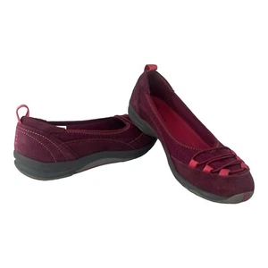 Lands End Bungee Ballet Flats Faux Suede "Burgundy” Women’s Size 8B - Picture 1 of 11