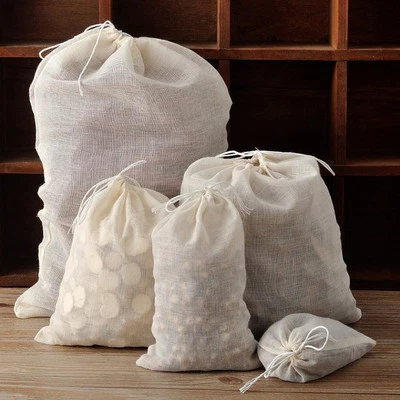 10 / 50 / 100 Pack Natural Cotton Muslin Drawstring Bags Soap Herbs Tea 3x4 8x10 - Image 1 of 4