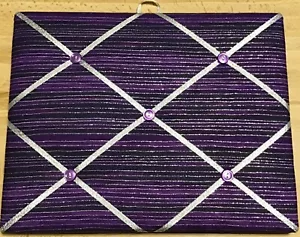 French Bulletin Board Photo Memo Purple Tone Silver Striped Print 9.4 x 11.8 in. - Picture 1 of 3