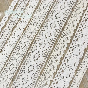 Cotton Lace Ribbon Trim 5M Roll DIY Sewing Craft Fabric Embroidery White BeigeUK - Picture 1 of 40
