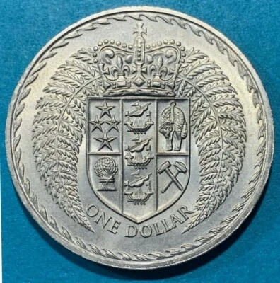1967 NEW ZEALAND - BU DOLLAR - CROWNED SHIELD - INTRODUCTION TO DECIMAL CURRENCY - Image 1 of 4