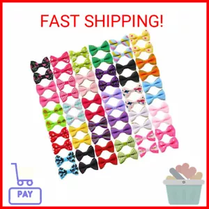 YAKA 60PCS (30 Paris) Cute Puppy Dog Small Bowknot Hair Bows with Metal Clips Ha - Picture 1 of 2
