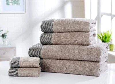 RAPPORT 2 Pack Cotton Face Towels Cloth Herringbone Edge Wash Cloths Towel Soft Natural