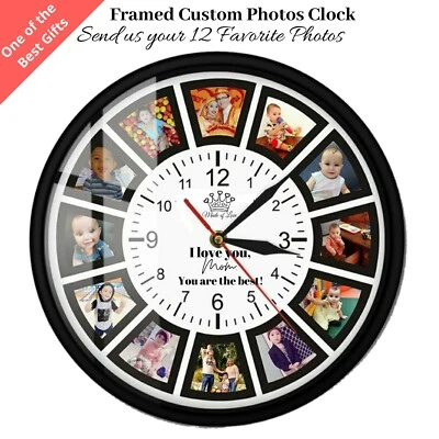30cm Custom Photo Collage Clock Gift for Mother Wall Clock with Picture for Wife - Image 1 of 4