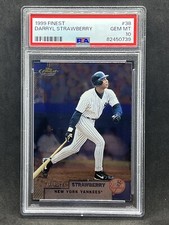 1999 Topps Finest Darryl Strawberry Baseball Card #38   New York Yankees PSA 10