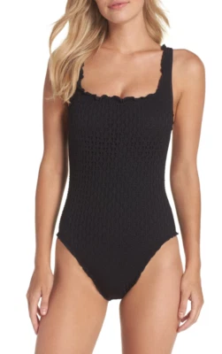 Traje de baño Seafolly negro Habana crochet de una pieza para mujer talla 12 EE. UU. L139219 Foto 1 de 2