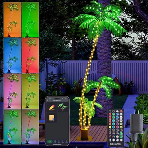 7 FT Lighted Palm Tree Smart App Remote Control Timer Color Changing Artificial - Picture 1 of 7