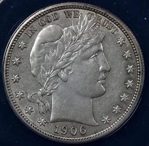 1906 50c Barber Half Dollar ANACS AU 55 DETAILS CLEANED  - Picture 1 of 5