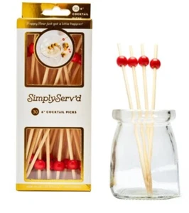 Simply Serv'd (30) 6" Cocktail Picks For Cocktails, Appetizers, Fruit, Desserts - Picture 1 of 8