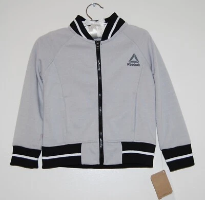 NUEVO CON ETIQUETAS Chaqueta Deportiva Reebok Niñas Pequeñas Gris Manga Larga Raglán Cremallera talla 4 5 6X Foto 1 de 4