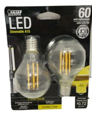 A15 E26 6W 827 Dim Led 2700K, Part BPA1560N/827/LED/ By Feit Electric - Image 1 of 4