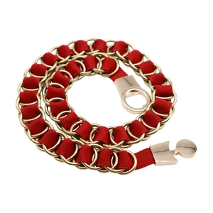 Women Red Elastic Thin Teen Style Fashion Belt Gold Metal Buckle Chain Links S M - Picture 1 of 24