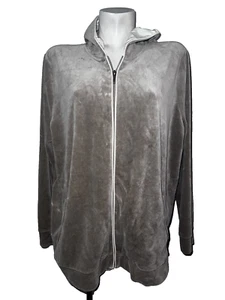 LAUREN Ralph Lauren Jacket Women's Size 3X Brown Velvet Satin LS Zip Hoodie - Picture 1 of 7