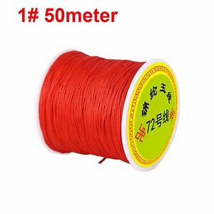 50 Meters Nylon String Chinese Knotting Thread 0.8mm Braid Rattail Cord Rope 