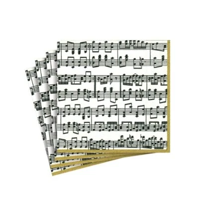 Paquete de 20 servilletas de cóctel de papel de entretenimiento con música negras Foto 1 de 4