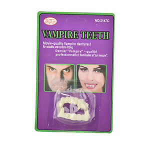 1X Funny Scary Halloween Party Prop Plastic Luminous Vampire Teeth Joke To-*-