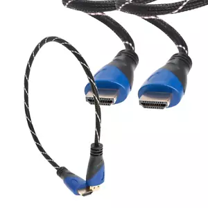 Cavo HDMI intrecciato 1,5 piedi alta velocità 2,0 4K 60 Hz UHD HDR 2160P LCD Ethernet HDTV - Foto 1 di 4