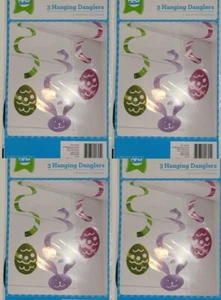 4 SETS Of Easter 3 Hanging Danglers Bunny Eggs Decorations Ceiling Party NEW - Picture 1 of 4