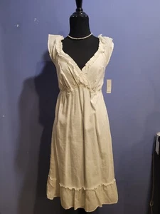 Old Navy Women's White Cotton Flutter Ruffle Sleeveless Midi Dress Sz XS Tall - Picture 1 of 9
