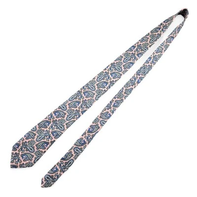 Corbata Anthony Foxx Rosa con Bandana Azul Estilo Paisley Seda Italiana 57"L 3.15"W Foto 1 de 4