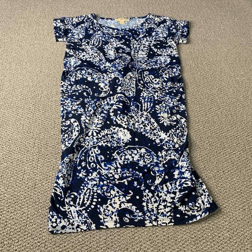 Abito donna MICHAEL Michael Kors taglia media blu paisley cravatta vita t shirt