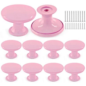 10pcs Metal Cabinet Knobs Pink Drawer Knobs Round Shaped Dresser Knobs Cute Kitc - Picture 1 of 7