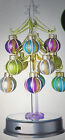 blown glass  Lighted Christmas tree with 12 Glittering ornaments Glowing