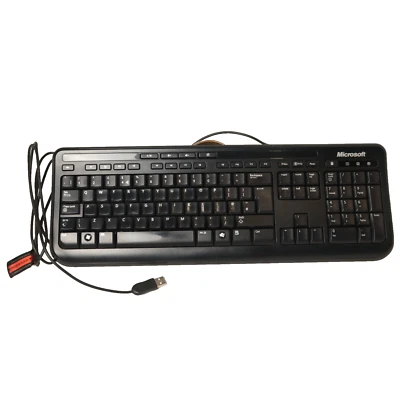 Microsoft Wired Keyboard 600 Black UK QWERTY Model 1366 Home Office - Image 1 of 4