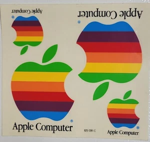 Vintage Apple Computer Rainbow Logo Decal Sticker Sheet of 4, Never Peeled - Picture 1 of 3
