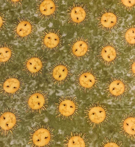 Life's A Trip Cotton Sun Face Fabric By Teresa Kogut For SSI Yellow Green BTHY - Picture 1 of 9