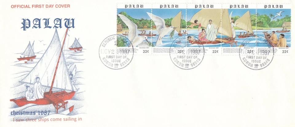 Christmas I Saw Three Ships Palau FDC 1987 (74272) - Image 1 of 1