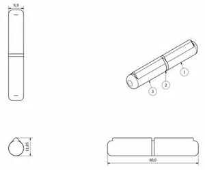 Arbusto de puerta de alta resistencia con bisagra de bala soldadura en latón 10x60 mm escobilla de puerta de alta resistencia - Imagen 1 de 4