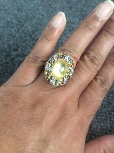 Beautiful Judith Ripka sterling 925 Multi Gems  Ring Size 7