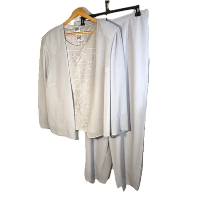 Conjunto de 3 pantalones vintage R&M Richards por Karen Kwong talla 18W talla grande gris  Foto 1 de 4