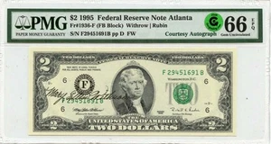 1995 $2 FRN Atlanta GA Courtesy Autograph FR#1936-F PMG Gem66 EPQ GCC Green - Picture 1 of 3