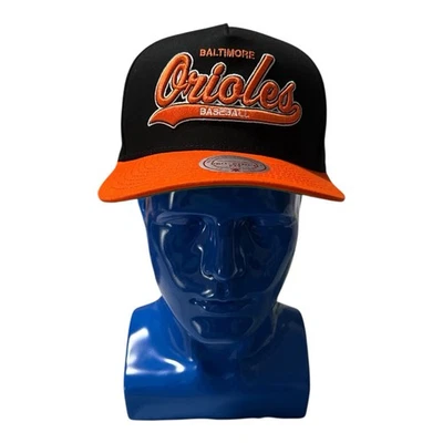 Mitchell & Ness Orioles Snapback Cap Black Orange MLB Adjustable Hat - Image 1 of 4