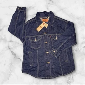 Levis Denim Shirt Jacket button up heavy jean shirt long sleeve women's size XS - Picture 1 of 4