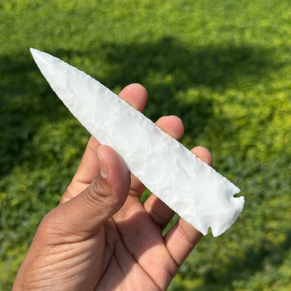 Incroyable rare têtes de flèches en verre de jade blanc têtes de flèches fait... - Photo 1/4