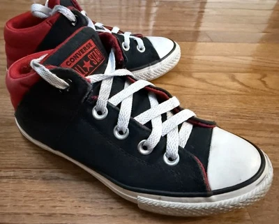 Converse All-Star Black & Red Sneakers Shoes Youth Size 2 - Image 1 of 4