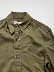 Camisa Militar ZARA SRPLS Lana-Como Doble Pecho - Verde Oliva M - Imagen 1 de 6